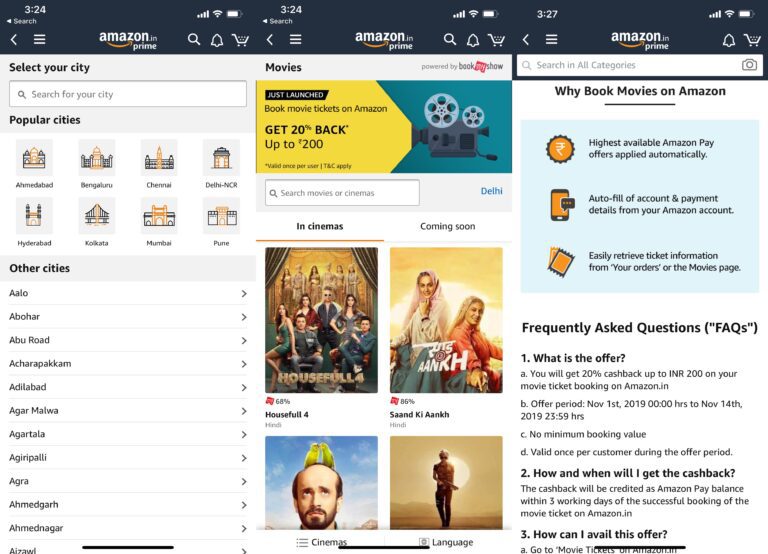 Amazon India Started Selling Movie Tickets, Partners with BookMyShow