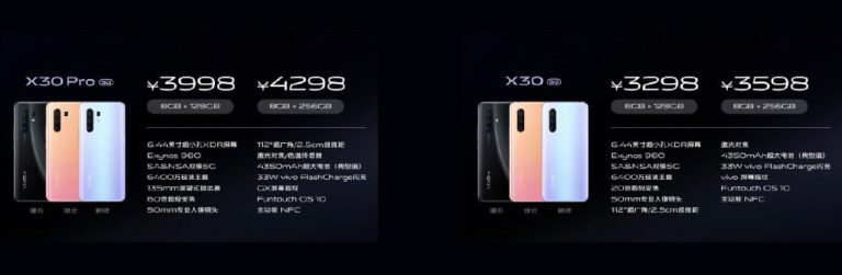 Vivo X30, X30 Pro Launched in China at 3298 Yuan