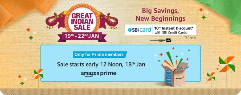 Amazon Announced Great Indian Sale (19th to 22nd January): All Details