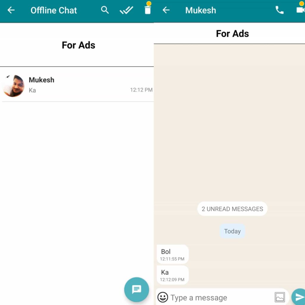 Offline Chat -no last seen, blue tick for WhatsApp